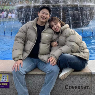 [COVERNAT] 情侶裝加厚保暖時尚百搭RDS CIVIC淨版經典logo短款羽絨外套（米色） [G6]
