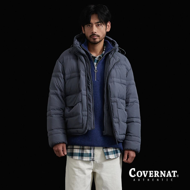 [COVERNAT]  RDS認證 2WAY 連帽羽絨外套（灰色） [G6]
