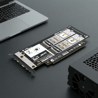 JEYI PCIe 5.0 M.2 NVMe 雙槽轉接卡,適用 2280/2260/2242/2230,支援