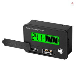 兩線數字電壓表 8-30VDC 電池容量電壓測試儀 Type-C USB-A 雙輸出電壓表數顯低壓報警設置和停電記憶福