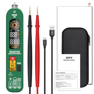 BSIDE S8 3in1手持式萬用表電測筆溫度計數字6000計數萬用表漏電測試筆EBTN彩色背光顯示手持萬用表專業電壓