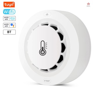塗鴉 Wifi BT 兩連接煙霧探測器溫度濕度測量裝置 80dB 聲音警報,帶手機 APP 遠端推送警報功能,相容 Al