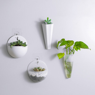 JCE 懸掛花盆環保免打孔塑膠水培牆植物花瓶花園