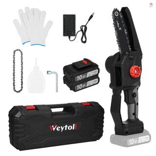 Weytoll 無繩迷你電鋸,6 英寸電動電鋸,電池供電 68VF 可充電電池,帶防濺罩,用於木材切割樹修剪園藝露營