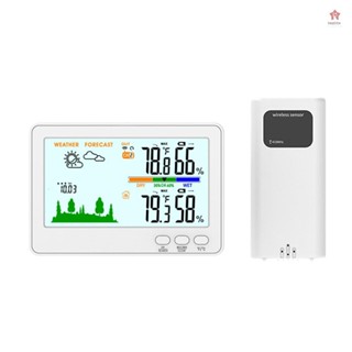 室內室外溫度計濕度計 433MHz 無線氣象站 LCD 背光溫度濕度監測器,帶 328 英尺/100 米遠端變送器氣壓顯