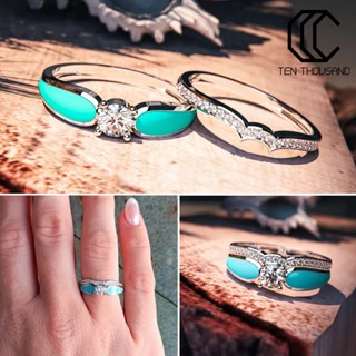[TST]Turquoise Ocean Wave 創意綠松石海浪女士裝飾戒指