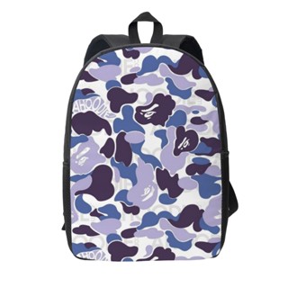 Bape 揹包印花學生書包 17 英寸男士/兒童/女孩/男孩/女士酷設計休閒揹包