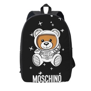 Moschino 揹包印花學生書包 17 英寸男士/兒童/女孩/男孩/女士酷設計休閒揹包