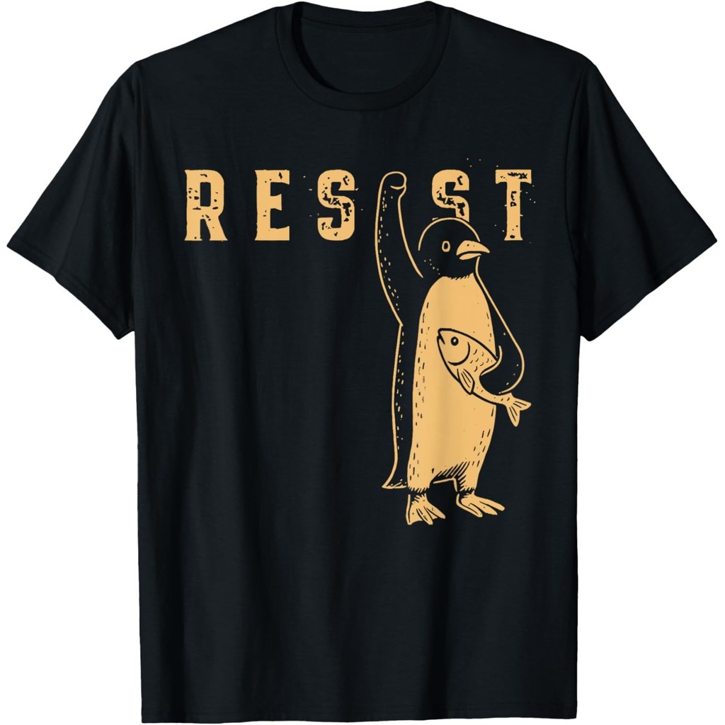 抵抗企鵝政治抗議男士 T 恤