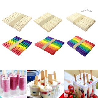 【夏季促銷】100 件冰淇淋棒冰棒棒圓邊設計木製零食棒 DIY 兒童工藝用品
