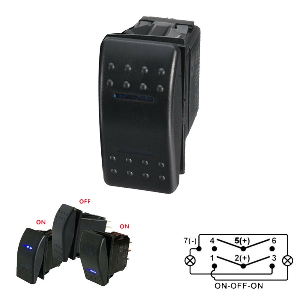 【Hdo】7Pin Dpdt ON-OFF-ON 2 LED 翹板開關汽車卡車船用通用 12/24V
