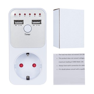 開關 3680W 智慧可程式設計倒數計時器插座電子計時器開關浪湧保護器插座雙 USB 埠帶歐盟插頭