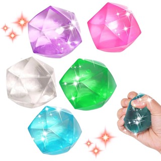[流浪者] 1/2/4 件壓力立方體 Fidget 玩具慢回彈 TPR 焦慮緩解水鑽擠壓球透明冰塊擠壓感官玩具兒童青少年
