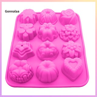 Gonnalaa 12 孔 3D 花卉矽膠軟糖巧克力蛋糕糖果模具 DIY 烘焙工具