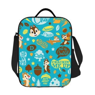 Chip'n' Dale 兒童青少年午餐盒,帶網眼口袋的絕緣防漏防水可重複使用午餐袋,便攜式耐用冷藏手提袋,帶雙拉鍊