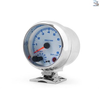 3.75 英寸汽車通用銀色轉速表藍色 Inter Shift 燈 0-8000 RPM Moto514