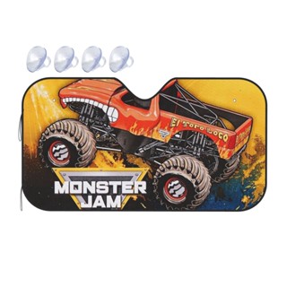 Monster Jam 擋風玻璃遮陽板深色印花 Ram 前窗擋紫外線遮陽板反光可伸縮適用於汽車 SUV 卡車