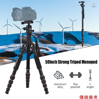 ZOMEI Q666 59 英寸緊湊型旅行便攜鋁合金相機三腳架獨腳架帶球頭/快裝板/單反相機 T1V 便攜包