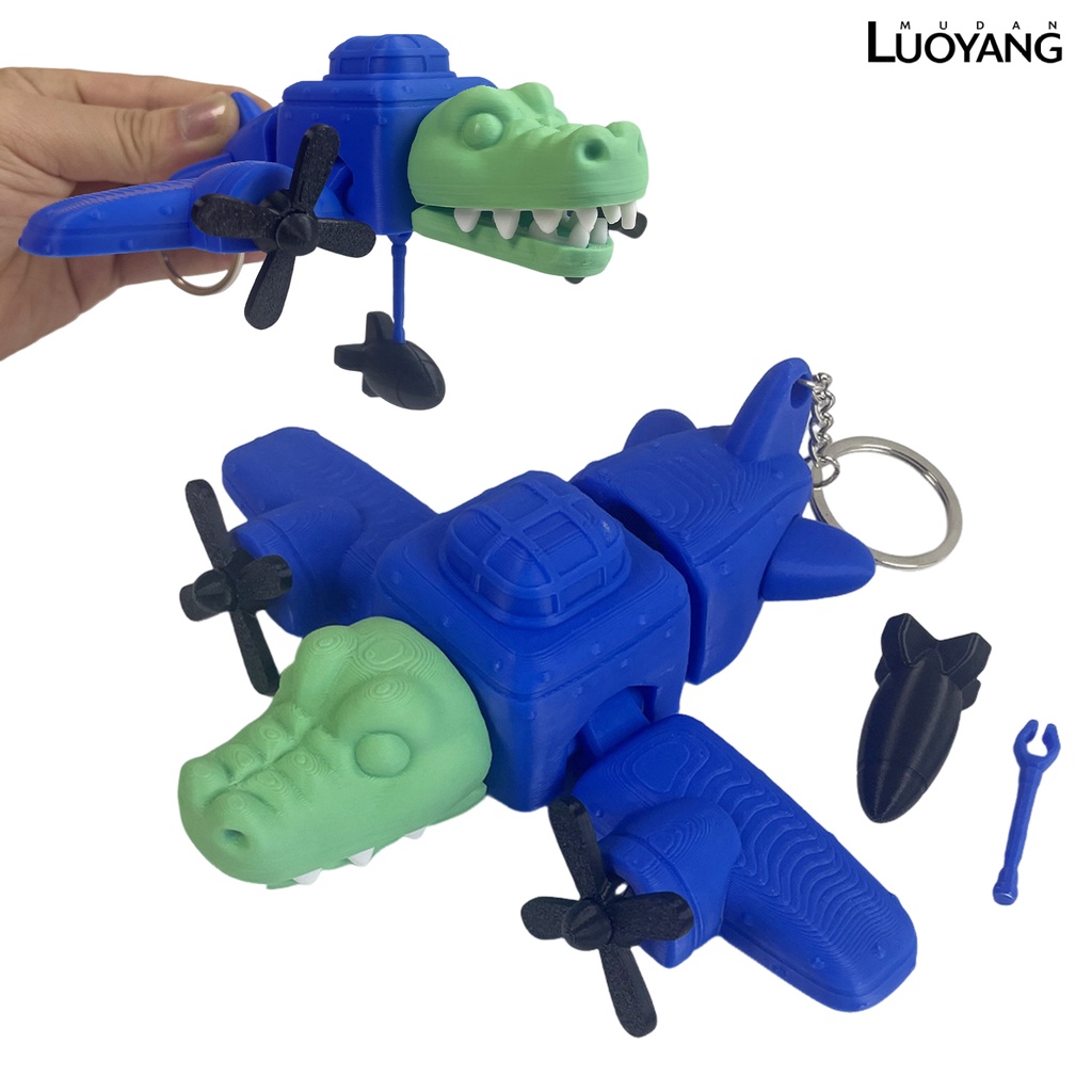 洛陽牡丹 Bomber crocodile 可動關節的轟炸機鱷魚裝飾3D列印擺件（需組裝）