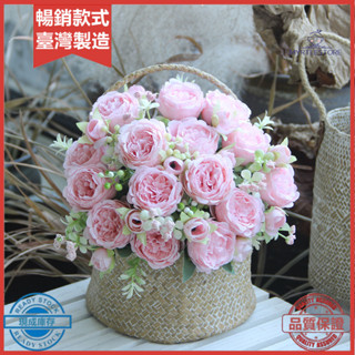 仿真花牡丹5頭春洋牡丹家居絹花裝飾道具假花模擬多層波斯玫瑰花人造牡丹花婚宴餐桌中心，花瓶裝飾用假塑膠花散裝