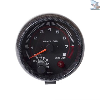 3.75 英寸汽車通用碳纖維轉速表儀表白色 Inter Shift 燈 0-8000 RPM Moto514