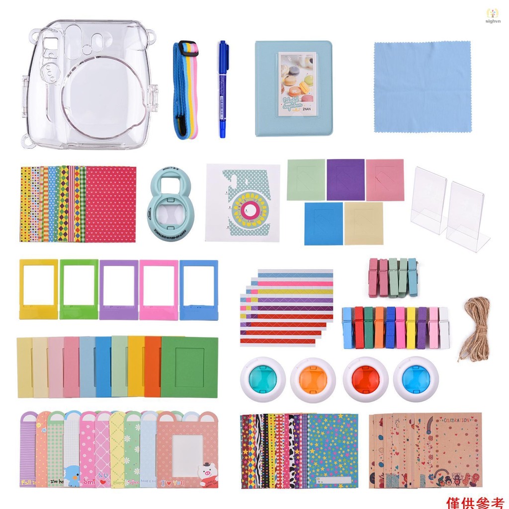 18 合 1 即時相機配件套件更換 Fujifilm Instax Mini 8/9 即時膠片相機帶盒/相冊/自拍鏡/貼