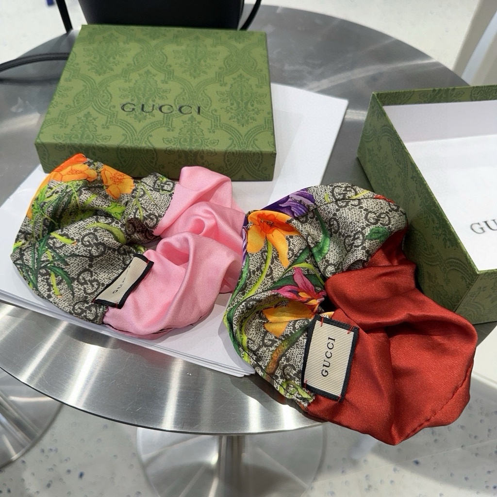 GUCCI5120印花花卉夏季防晒多功能髮飾紅色橙色粉色