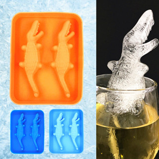 洛陽牡丹 3D創意2連鱷魚造型矽膠冰格酒吧冰塊模具製冰盒