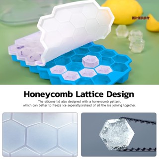 [LYL]蜂窩冰格矽膠帶蓋家用冷凍冰箱冰模製冰冰粒矽膠冰塊盒製冰冰格模具37格