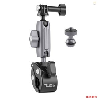 TELESIN GP-HBM-001 自行車車把超級夾座鋁合金雙 360° 可旋轉球頭,帶運動相機安裝適配器和 1/4