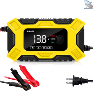E-FAST 汽車電池充電器 12V/6A 全自動電池充電器維護器 3 級便攜式涓流充電器汽車摩托車電池電池脫硫器 Mo