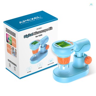 APEXEL-MS201 光學顯微鏡 800X 便攜式專業雙筒望遠鏡 2.0 英寸 IPS 彩色螢幕,帶 3 速可調補光