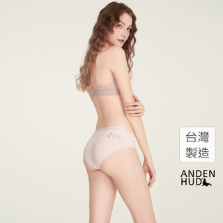 【Anden Hud】Hello Kitty 系列．緊帶中腰三角內褲(粉格-夏天) 純棉台灣製 海外禁售