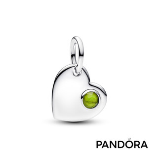 【Pandora】八月可鐫刻青綠色寶石心形吊飾 母親節禮物 520禮物 官方直營