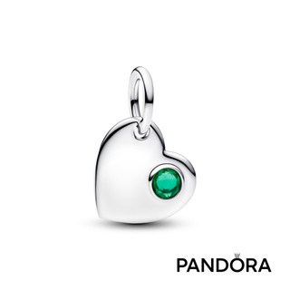 【Pandora】五月可鐫刻綠色寶石心形吊飾 母親節禮物 520禮物 官方直營