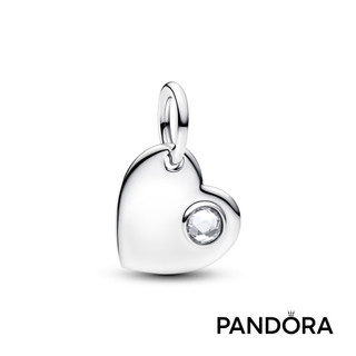【Pandora】四月可鐫刻透明寶石心形吊飾 母親節禮物 520禮物 官方直營