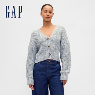 Gap 女裝 V領針織外套-藍色(865692)