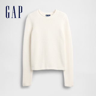 Gap 女裝 圓領長袖針織衫-象牙白(850110)