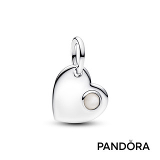 【Pandora】六月可鐫刻白色寶石心形吊飾 母親節禮物 520禮物 官方直營