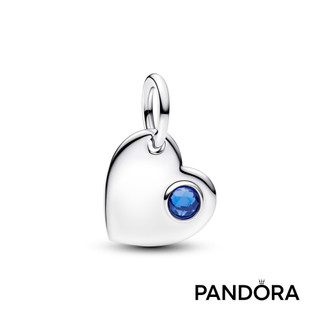 【Pandora】九月可鐫刻藍色寶石心形吊飾 母親節禮物 520禮物 官方直營