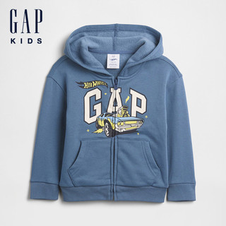 Gap 男幼童裝 Gap x 風火輪聯名 Logo印花刷毛連帽外套-藍色(837755)
