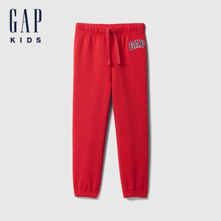 Gap 男幼童裝 Logo刺繡刷毛束口抽繩鬆緊棉褲-紅色(723587)