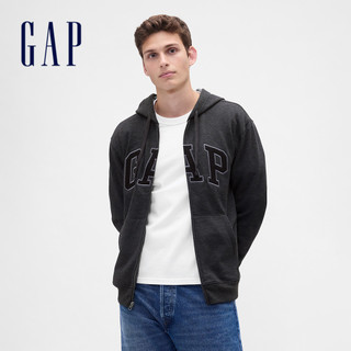 Gap 男裝 Logo刷毛連帽外套-深灰色(851516)