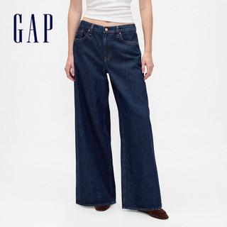 Gap 女裝 純棉寬鬆牛仔褲-深藍色(828736)