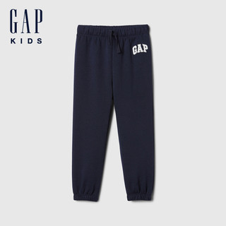 Gap 男幼童裝 Logo刺繡刷毛束口抽繩鬆緊棉褲-海軍藍(723587)