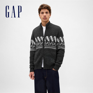 Gap 男裝 刺繡V領針織外套-深灰色(844105)