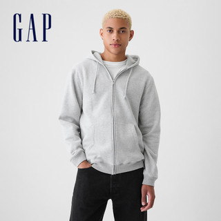 Gap 男女同款 刷毛連帽外套-淺灰色(414188)