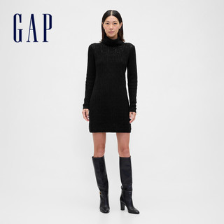 Gap 女裝 立領長袖針織洋裝-黑色(843196)