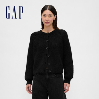 Gap 女裝 圓領針織外套-黑色(850271)