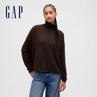 Gap 女裝 立領長袖針織衫-棕色(864042)